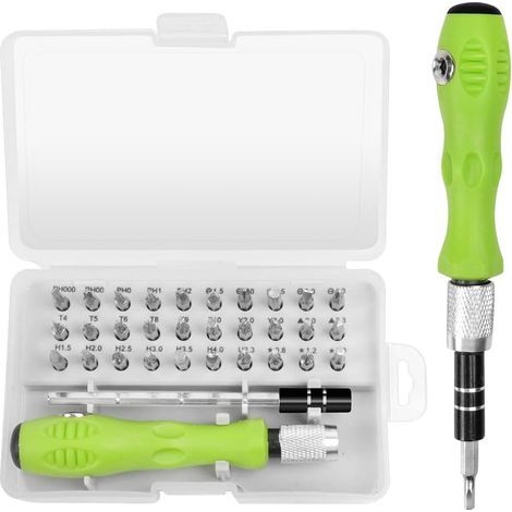 Kit d'outils de précision 32 en 1 pour tournevis, kit de réparation, accessoires pour tournevis avec poignée antidérapante, petit jeu d'embouts de tournevis avec étui (1/5)