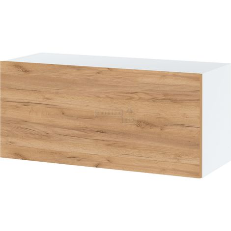 Meuble haut SLIM de cuisine Bellissi Chene 1 porte relevable L 90 cm - Porte avec poignée apparente Décor chêne brut