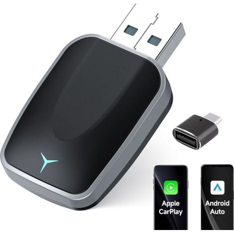 Enowelir Adaptateur Sans Fil Carplay pour Android Auto Dongle USB-C Voiture Conversion Câble Connexion Automatique Boîtier Compatible (1/4)