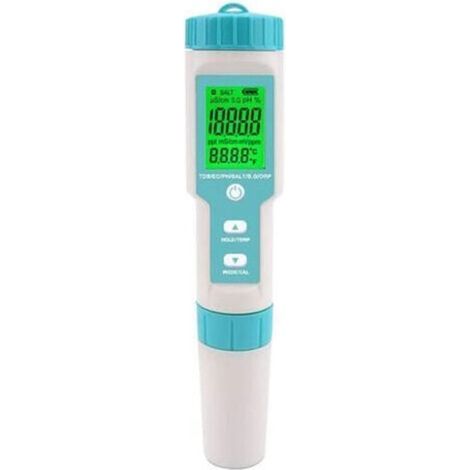 Medidor de pH y salinidad para piscinas, medidor digital 7 en 1 para pH y salinidad de piscinas (1/4)