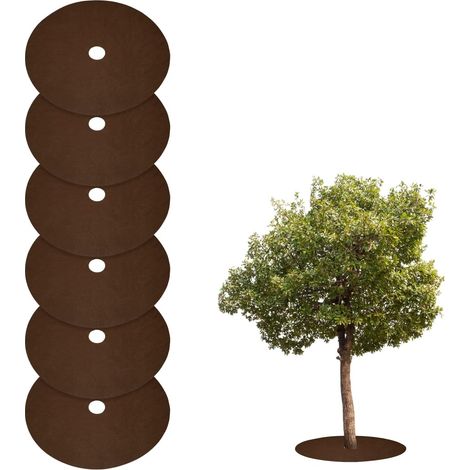 6pcs Anneau De Paillage Arbres 62cm Non-Tissé Rond Marron (1/5)