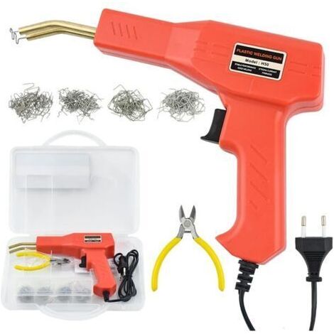 BARKBUSTERS Soudure Plastique Machine, 50W Soudeuse Plastique, Kit Reparation Plastique, Outil de soudage de réparation de pare chocs de voiture avec 200 agrafes, pinces, mallette de transport (1/4)