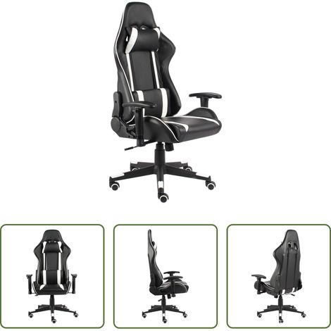 vidaXL Gamingstuhl Weiß - Gaming-Stuhl Drehbar Weiß PVC (1/5)