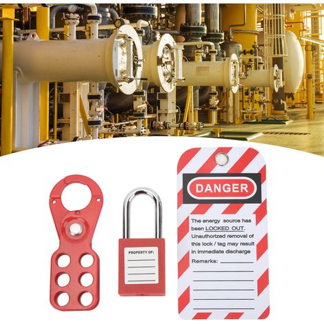 Kit de verrouillage avec cadenas à loquet de sécurité, clés d'étiquette Loto inviolables pour équipement industriel, manille de 1 po/25mm.