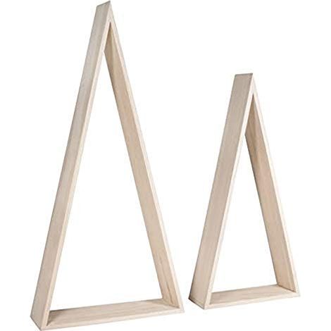 Rayher Cornici Decoro In Legno, Triangoli, Set da 2 Pezzi, Legno di Pioppo Naturale, 20 x 7.5 x 42 cm + 26 x 8 x 54 cm, da Personalizzare e Colorare, 62787000 (1/4)