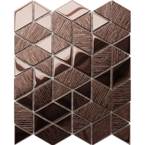 Mosaico in vetro su rete per bagno e cucina 26.3cm x 30.3cm - Copper Wood (1/5)