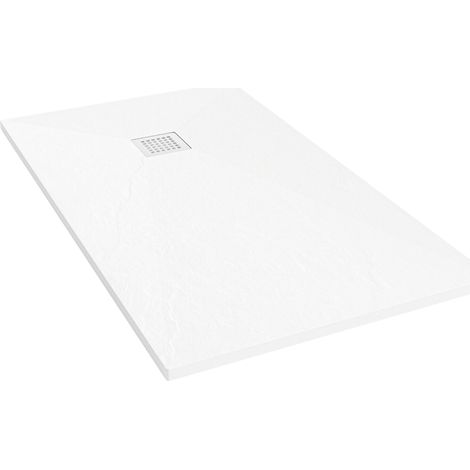 Plato de Ducha Resina Napoles – Plato de Ducha Antideslizante, Antibacteriano y Ligero - Blanco 90x190 cm- Incluye Rejilla Acero y Válvula