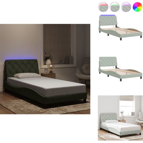 Bettgestell mit LED-Leuchten Hellgrau 100x200 cm Samt - Samtsofa - Bettrahmen - Doppelbett - Boxspringbett - Himmelbetten (1/5)