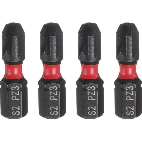 4pcs PZ3 Embout de Tournevis 1/4" Tige Hexagonale 25mm/1" Longueur Magnétique Embouts Hexagonaux à Fente Phillips Acier S2 de Perceuse Électrique (1/5)