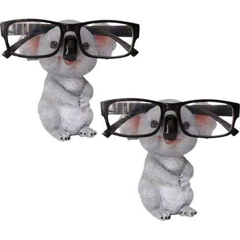2 figuras de koala de resina, estatuas de animales, soporte para gafas, lápiz, gafas de sol, contenedor de escritorio A