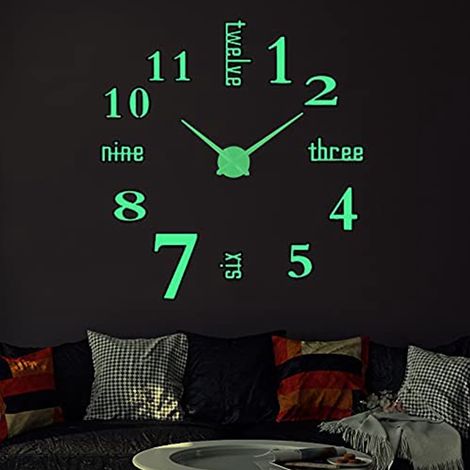 Horloge Murale DIY 3D - Cadran Luminiscent - Montage Personnalisable 80 à 120 cm - Silencieuse avec Mouvement Précis - Kit Complet ×1 (1/5)