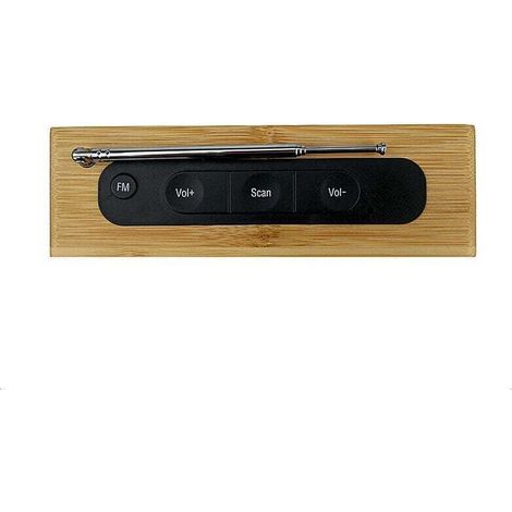 Radio de chevet rétro en bois réveil paresseux muet réveil cadeau créatif horloge électronique 16.5 4.5 9 cm miroir en bambou véritable lumière blanche (1/2)