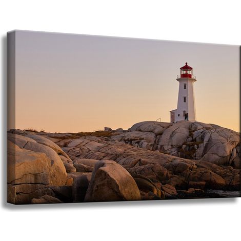 Leinwanddruck Natur Leuchtturm 60x40 cm Sonnenuntergang