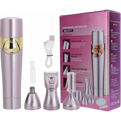 Rasoir Épilateur 4 en 1 pour Femmes - Tondeuse Sourcils et Nez Portable Multifonction (1/5)