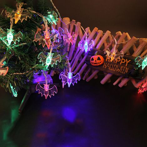 Halloween-Lichterkette, 6 m, 40 LEDs, Fledermausform, wasserdicht, farbenfroh, batteriebetrieben, gruselige Partybeleuchtung (1/2)