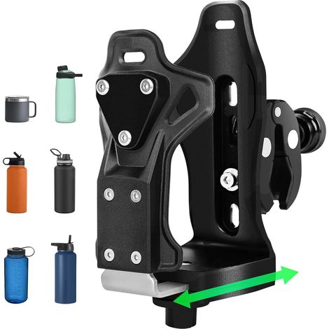 Motorrad- und ATV-Getränkehalter mit Diebstahlsicherung – Extra großer Flaschenhalter (5–9 cm) – Universell mit Metallklemme (1/4)
