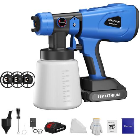 pistolet pulvérisateur sans fil de 800 ml, 3 modes de pulvérisation, dont 1 batterie et un chargeur de 1,5 Ah, adaptés à la pulvérisation des plafonds, des clôtures et des murs (1/5)