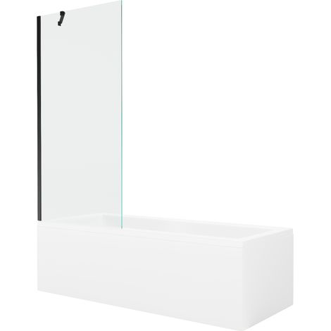 Mexen Cubik baignoire rectangulaire 170 x 70 cm avec carénage et paroi 1-volet 80 cm, transparent, noir - 550317070X9508000070 (1/5)