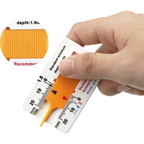 4 Pièces Jauge de Profondeur de Bande de Roulement,Plage de Mesure de Profondeur de Bande de Roulement 0-20mm,Outil de Mesure du Compartiment Moto Ajustable en Profondeur (Orange) MOONSTARS (1/4)