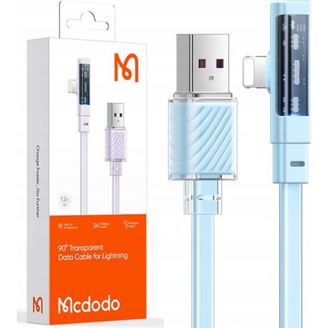 Cavo USB Lightning angolato piatto Mcdodo 36W per iPhone 13 14 blu 1M (1/5)