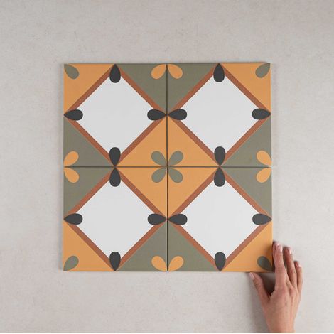 Carrelage grès cérame effet carreau ciment BAUHOME KOROLA WARM 20x20 cm Marron - Mat - boîte de 1 m2