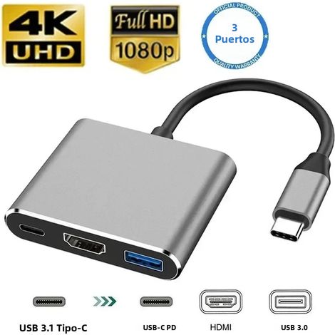 Adaptateur hub USB Type-C (3 en 1) avec lecteur de cartes SD/TF et port RJ45 (1/5)