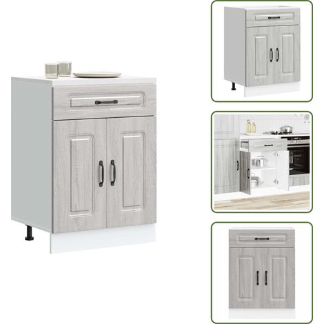 Armoire de cuisine Kalmar sonoma gris bois d'ingénierie - Armoire De Cuisine - Armoires De Cuisine - Meuble Bas D'évier - Meuble Bas D'évier De Cuisine