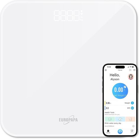 Pèse-personne avec affichage LED clair et Step-On 180 kg / 400LB Balance numérique pour Poids et BMI (blanc) (1/5)