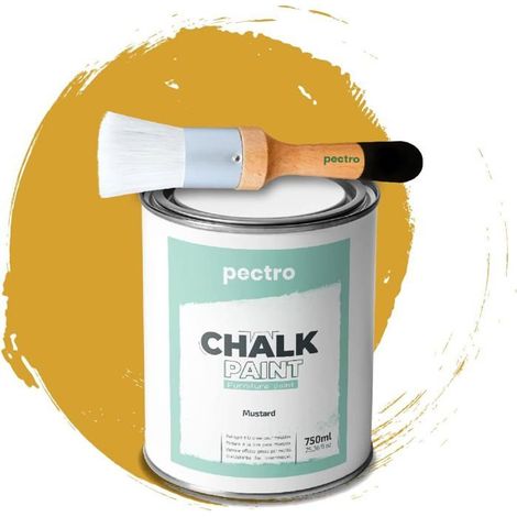 Pittura a Gesso - PECTRO - MOUTARDE - 750ml - Pennello in Legno - Finitura Opaca