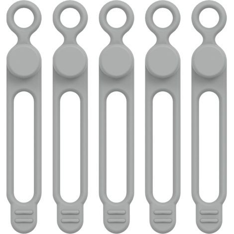 Attaches de gestion des câbles, attaches de câble en silicone  Attaches de fil de cordon élastique Organisateur de câbles - Sangles de fixation réutilisables, 5 pièces, support de cordon en Silicone (1/5)