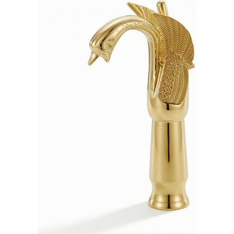 Robinet d'eau, doré, surélevé, pour salle d'eau et toilettes (1/5)