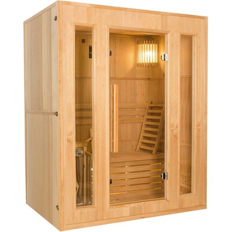 Sauna tradizionale 153x110x190cm Francia Sauna Cabina a vapore - 100% legno di abete canadese - Pack complet 3.5kW
