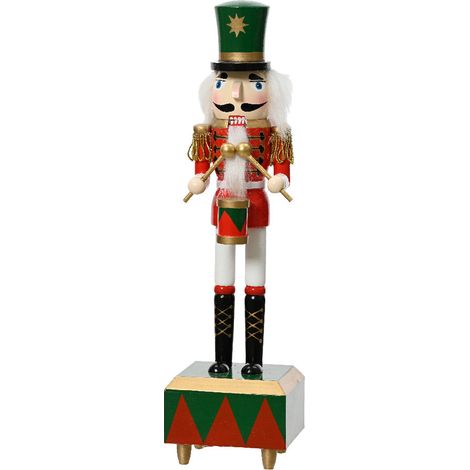 Soldatino di natale schiaccianoci in legno su base per decorazioni natalizie da 30 cm