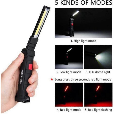 Lampe de travail LED pliable, portable et étanche, idéale pour le camping (grand format W52). (1/5)