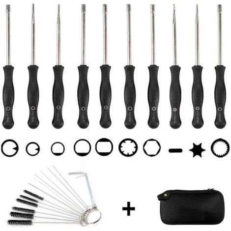 Green Mobility-Jeu de 10 tournevis carburateur + sac EVA + brosse de nettoyage, jeu d'outils pour le réglage du carburateur Outil tournevis pour carburateur (1/5)