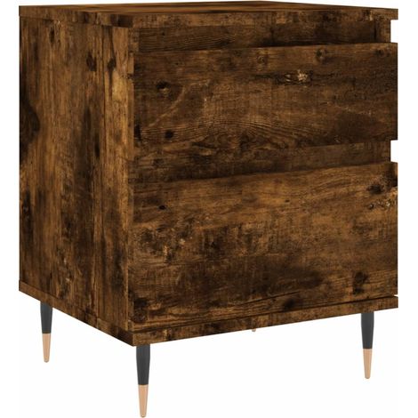 Comodino con cassetto e vano con anta 40 x 35 x 50 cm multistrato marrone e metallo DEC033588