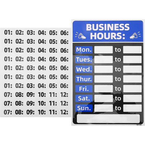 Panneau d'horaires d'ouverture Panneau d'horaires d'ouverture modifiables-30x20.5cm-Blue (1/3)