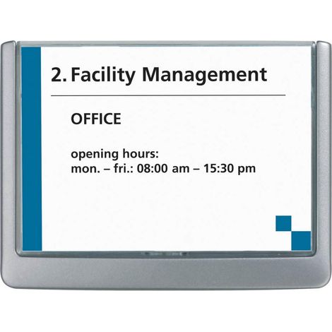 Durable 486137 Click Sign, Targa Fuori Porta in ABS, Sportellino Apribile con Tasto, Installazione con Viti o Biadesivo, 149x105,5 mm, Grafite (1/5)