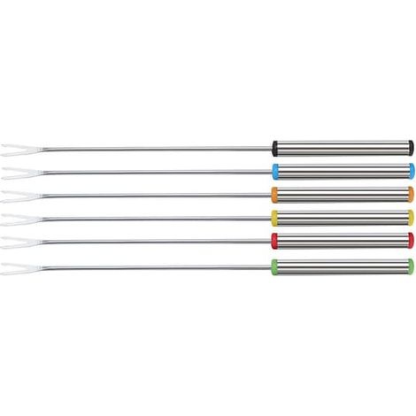 Lot de 6 fourchettes à griller en acier inoxydable pour viande, fruits, desserts, outils de grillade (1/5)