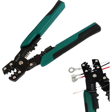 Pince a Sertir Cosse Electrique,Pince Sertir Cosse,Pinces à Sertir,Outil de Sertissage,Pince à Sertir pour Câbles,Pince a Sertir/Coupe Câble/Pince à Dénuder 3 en 1,pour travaux électriques (1/5)