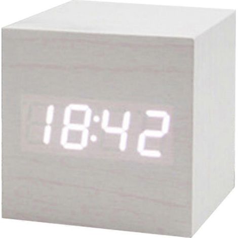 Réveil en bois en forme de cube, activé par le son, horloge décorative pour chambre, décoration de fête, fournitures de décoration pour les fêtes 01 (1/5)