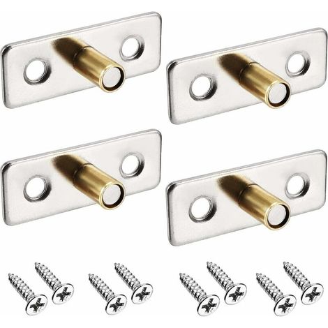 Guides de porte coulissante en acier inoxydable et bois avec vis pour porte coulissante Lot de 4 (1/5)