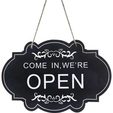 Panneau Ouvert Fermé - Panneau En Bois Double Face - Indicateur D'Horaires Commerciaux - Décoration De Façade Rustique - Ornament Murale D'Entrée - 30 X 20 Cm (1/5)