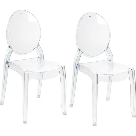 Lot de 2 Chaises de Salle à Manger et Cuisine en Synthétique Transparentes Dossier Ovale Sans Accoudoirs Fnition Brillante Rulison (1/5)