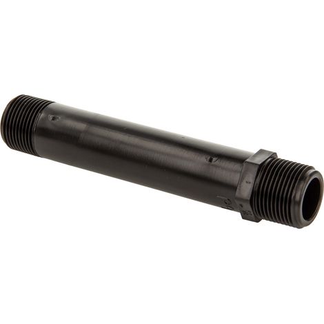 tecuro Rohrdoppelnippel Durchführung 3/4 Zoll AG/AG x 150 mm, (DN18), PP-schwarz (1/5)