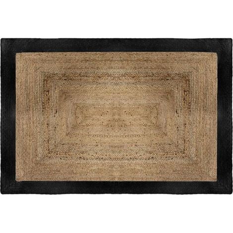 Atmosphera – Tapis kilim jute 120x170cm – Naturel et noir – Rebord en coton – Design authentique et écologique (1/5)