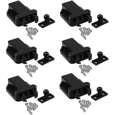 Lot de 6 verrous de tiroir à ouverture par simple pression pour armoire/placard de chambre (1/5)