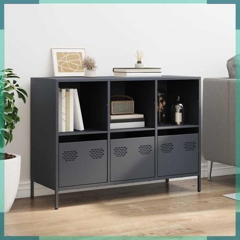 Buffet - 851366 - Anthracite - Acier laminé à froid - 3 tiroirs & 3 étagères (1/5)