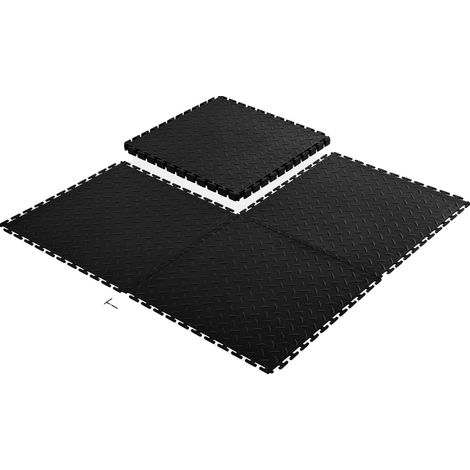 Carreaux de sol de garage, design emboîtable, surface antidérapante, 8Pcs Noir (1/2)