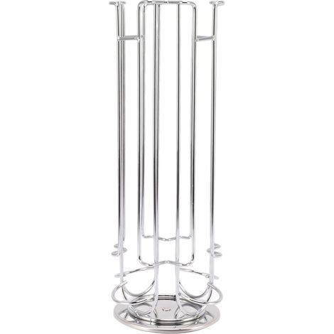 Support à capsules de café pour 24 dosettes, carrousel rotatif 360°, rangement et présentoir argenté (1/5)